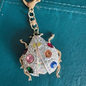 Colorful Rhinestone Ladybug Bag Charm
